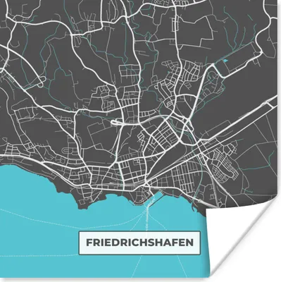 Produktbild von MuchoWow® Poster Deutschland - Blau - Friedrichshafen - Stadtplan - Karte 75x75 cm - Wand Dekoration