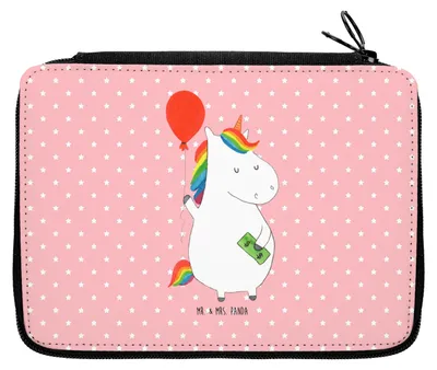 Produktbild von Mr. & Mrs. Panda Federmäppchen Einhorn Luftballon - Rot Pastell - Geschenk, Einhörner, Freundin, Schlampermäppchen, Mäppchen, Etui, Schlamper, Geld, Federmappe, Unicorn