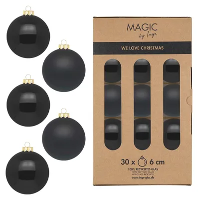 Produktbild von Christbaumkugeln Weihnachtskugeln Glas Ø 6 cm 30 Stück ebony black