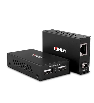 Produktbild von Lindy 43408, AV-Sender & -Empfänger, 100 m, Kabelgebunden, Schwarz