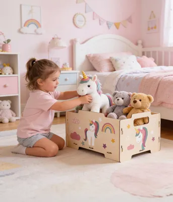 Image de Boîtes de Rangement Empilables pour Enfants Unicorns - Lot de 2