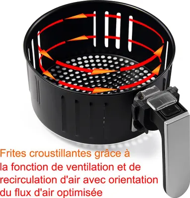 Image de Friteuse sans huile 9en1 Friteuse électrique 3,6L 1500W noir Température réglable Livre de recettes
