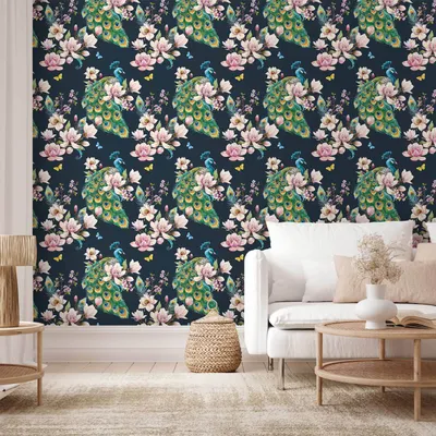 Produktbild von Vlies Tapete - Magnolias and Peacocks 50x1000 cm Blumen g-B-10024-j-a