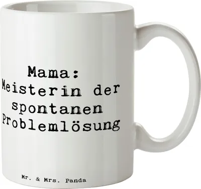 Produktbild von Mr. & Mrs. Panda Tasse Spruch Mama Meisterin - Weiß - Geschenk, schöne, Familienleben, Becher, Geschenke, Geburtstage, Kaffeetasse, Dankeschön, Pott, Problemlösung