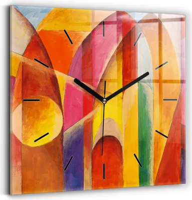 Produktbild von Wallfluent Wanduhr – Stilles Quarzuhrwerk - Uhr Dekoration Wohnzimmer Schlafzimmer Küche - Zifferblatt mit Striche - schwarze Zeiger - 30x30 cm - Kunst Dekoration Abstraktion