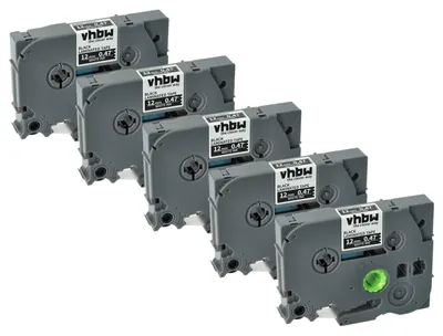 Produktbild von vhbw 5x Schriftband-Kassette Ersatz für Brother TZE-335, TZ-335 für Etiketten-Drucker 8m x 12mm Weiß auf Schwarz