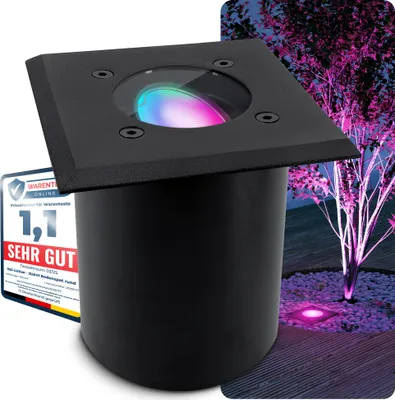 Produktbild von SSC-LUXon JUAVI Bodenleuchte Einbau aussen schwarz schwenkbar kompatibel mit Smart Speaker - Außenleuchte Garten mit Smart Home GU10 LED