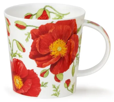 Jumbo Mok aus Feinem Knochenporzellan, 0,75 l, Mohnblumen