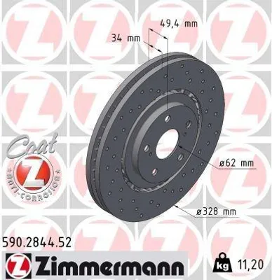 Produktbild von ZIMMERMANN Bremsscheibe Vorne für LEXUS RX (GYL1, GGL15, AGL10) 328mm 590.2844.52