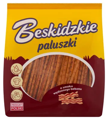 Produktbild von Beskidzkie Salzstangen mit Geschmack nach geräuchertem Speck, 180 g