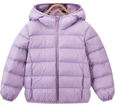 Immagine prodotto di Giacca Bambino Imbottita in Piuma Trapuntata con Cappuccio Calda Viola 160 cm