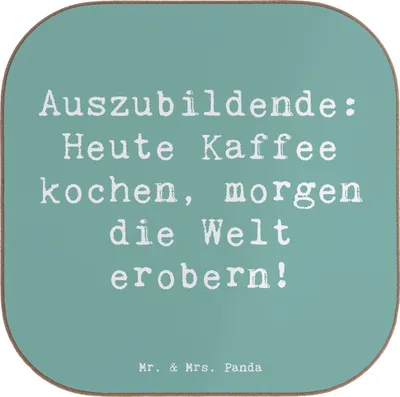 Produktbild von Mr. & Mrs. Panda Untersetzer für Gläser Spruch Auszubildender Abenteuer - Meeresbrise - Geschenk, Karriere, Lernen, Unterstützung, Welt erobern, Entdecken, Berufsalltag