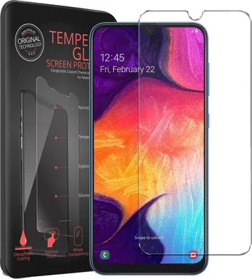 A product packaging for a phone screen protector, with a phone displaying its screen.