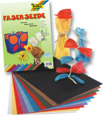 Produktbild von folia Strohseide 230 x 320 mm 25 g/qm Faserseide farbig sortiert 10 Bögen