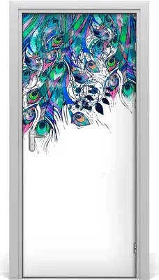 Produktbild von Tulup Türaufkleber 95x205 cm Dekorative Aufkleber Selbstklebend Wasserdichte Tapete Abnehmbar Schlafzimmer Wohnzimmer Wohnkultur - pfaufedern Wand