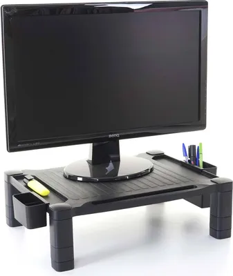 Image de Élévation d'écran HWC-E61, support d'écran de bureau Élévation d'écran, plastique 13x43x33cm