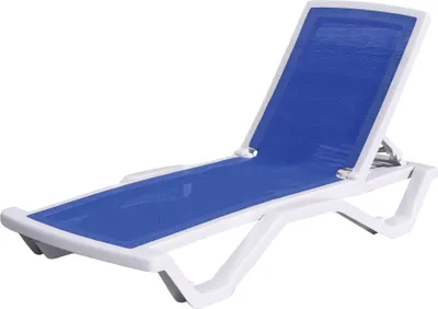 Produktbild von 2er-Set FLORIDA | Sonnenliege | Textilien/Kunststoff | Weiß/Blau | Stapelbar | Strandliege, Bäderliege, Poolliege