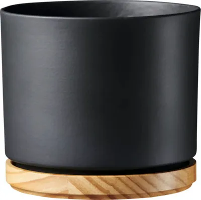 Produktbild von Blumentopf Soendgen Oslo Keramik Holz matt Ø 13 cm H 12 cm anthrazit