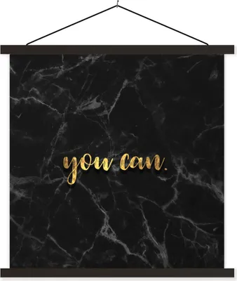Produktbild von MuchoWow® Textilposter Zitate - Motivation - Gold - Marmor 90x90 cm mit schwarzem Rahmen - Magnetisches