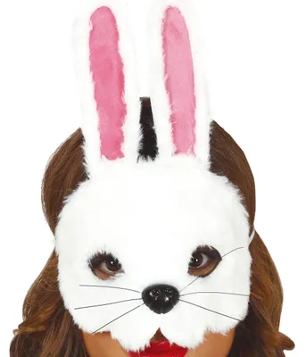Productafbeelding van Dierenmasker, konijnenmasker, carnaval, Fasching, feest, kostuum, Halloween, dierenwereld, origineel, kleur: wit