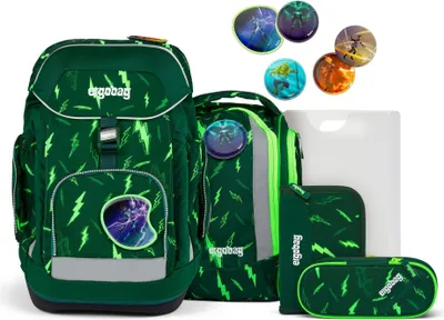 Produktbild von ergobag Schulranzen Lumi-Edition Maxi-Set 6-teilig Bärtastisch dunkelgrün