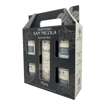 Produktbild von Verkostungsbox fÃ1/4r extra natives EVO-Öl, 1 italienische Flasche mit 250 ml, 1 Zitronenöl 100 ml, 1 Chiliöl 100 ml, 1 TrÃ1/4ffelöl 100 ml, 1 Basilikumöl 100 ml, 1 x 250 ml + 4 x 100 ml