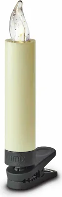 A single clip-on LED candle on a white background.