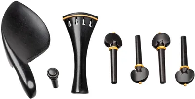Produktbild von Geigenzubehörset VL-30 für 4/4-Violinen mit Saitenhalter, Kinnhalter und Stimmwirbel