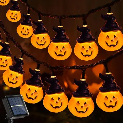 Produktbild von Solar-Kürbis-Lichterkette für Halloween-Dekorationen im Freien, 2026 verbesserte gruselige 30 LED-Kürbis-Lichter für den Außenbereich, Halloween-Hof-Dekoration, Veranda-Dekoration,
