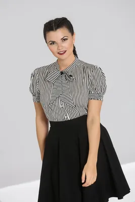 Produktbild von Hell Bunny Bluse Damen Humbug Blouse schwarz/weiß L