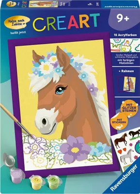 Image de Ravensburger CreArt - Peinture par numéros 23999 - Cheval avec fleurs - à partir de 9 ans 23999