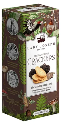Immagine prodotto di Crackers vegani artigianali con tartufo nero e olio d'oliva, confezione da 2 x 100g / Lady Joseph, Spagna