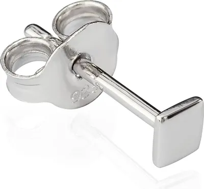 Produktbild von Einzel Ohrstecker klein Platte 925 Silber 3mm glanz Quadratisch Viereck Ohrringe