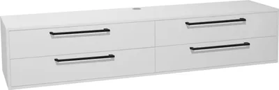 Produktbild von FURNARO Lowboard Lindos TV-Board Fernsehschrank B/H/T: 216x47x45 cm, Farbe:Weiß matt lack/ Metallgriffe