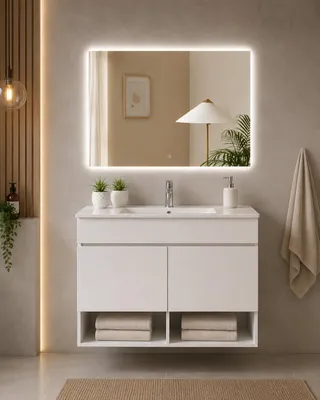 ORIGEN BATH NEBARI Hänge-Badmöbel mit Waschbecken 50x40 cm, Weiß