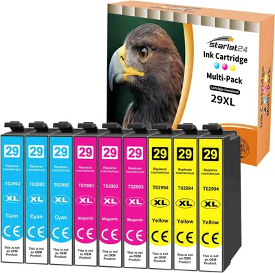 A product shot of ink cartridges and their packaging.