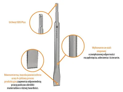 Imagen del producto de Broca de cincel para hormigón - SDS PLUS, 40x250 mm / TEGER