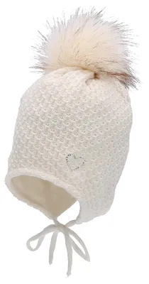 Zdjęcie produktu dla Czapka dla dziewczynki Sterntaler, czapka z pomponem, ozdobiona kryształkami w kształcie serca - czapka dla niemowląt, rozmiar K
