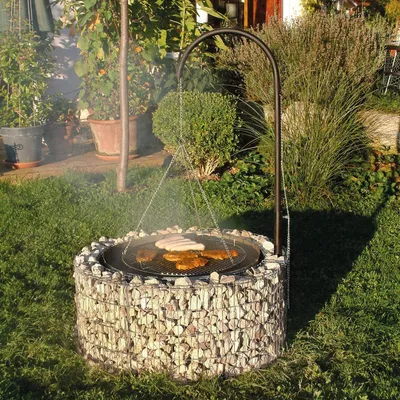 Produktbild von Gabionengrill / Schwenkgrill Steinkorb Komplett Set bellissa Ø92cm