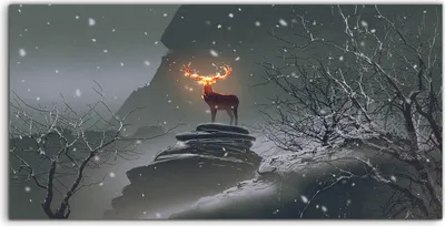 Produktbild von Coloray Glasbild 140x70  Wandbild Glasbilder der Hirsch Tiere mit Feuerhörnern