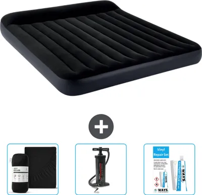 Produktbild von Intex Luftbett - 2 Personen - 183 x 203 x 25 cm - Dunkelblau - Im Lieferumfang enthalten Spannbettuch - Pumpe en Reperaturset