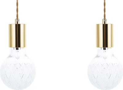 Produktbild von BELIANI Hängeleuchte Gold Metall 2er Set mit Schirm aus Glas in Glühbirnenform geometriches Muster Minimalistischer Industrieller Stil