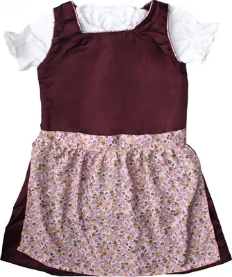 Produktbild von 3-tlg Kinder Dirndl Mädchendirndl Dirndlbluse Dirndlschürze Kleid Bordeaux, Größe:140
