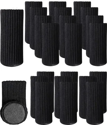Produktbild von Jumada's – Elastische Stuhlbeinschoner – 24er-Set – Schwarz – Stuhlsocken – Filzgleiter, Stuhlbeine – Stuhlbeinsocken – Stuhlkappen – Stuhlschutz – Stuhlsocken – Stuhlbeingummi – Stuhlbeingleiter – Möbelbein – Beine für Möbel