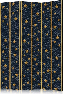 Produktbild von 3-teiliger Doppelseitiger Vlies Paravent - Lace Constellation 135x172 cm Muster f-C-0009-z-b