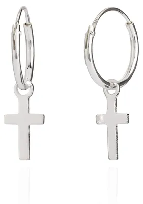 Produktbild von NKlaus Paar Keltische Kreuz-Creolen 12mm, 925 Sterlingsilber, Gothic Bali