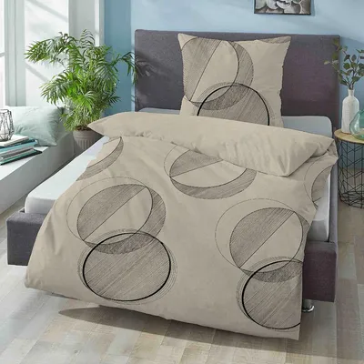 Produktbild von Biberna Melange Flanell Bettwäsche Kreis kitt 135x200 cm + 80x80 cm