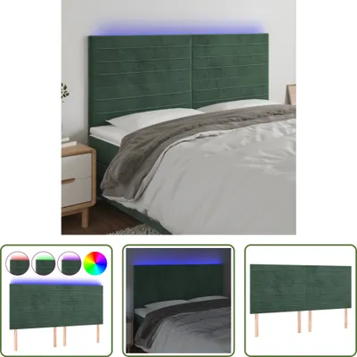 Produktbild von The Living Store LED Kopfteil Dunkelgrün 180x5x118/128 cm Samt