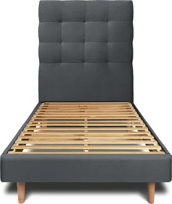 Produktbild von Bett mit gepolstertem Kopfteil – Samtstoff - 90 x 190 cm