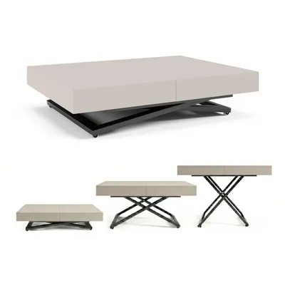 Image de Table Basse Relevable et Extensible SANDI 120x80/200 cm – Table Basse avec Réglage de Hauteur – Table de Salon Style Loft - Chêne Cachemire/Noir